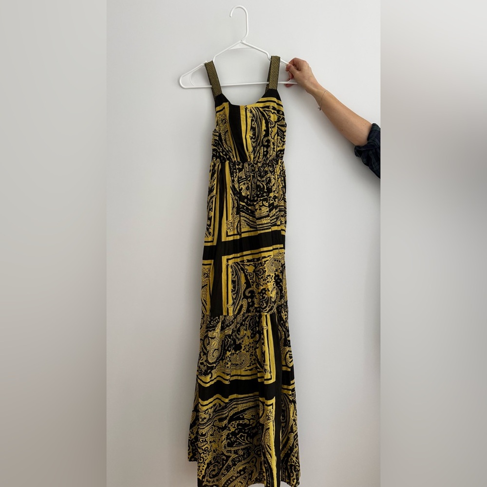 NWT XETRA Italia Yellow & Black Paisley Maxi Dress - Made in Italy (OSFA)